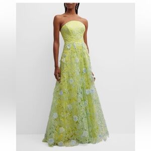 Marchesa Notte Strapless Floral Dress